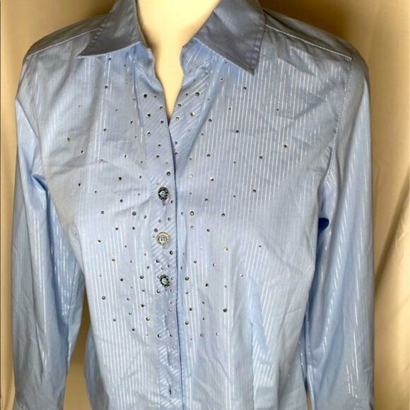 TanJay Embellished Button Down Blouse - Picture 1 of 9